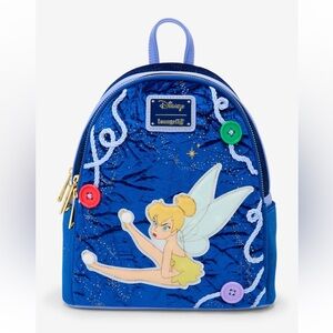 NWT Loungefly Disney TinkerBell Velvet Light Up Backpack - Blue